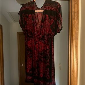 Body Central Black and Red Patterned Top